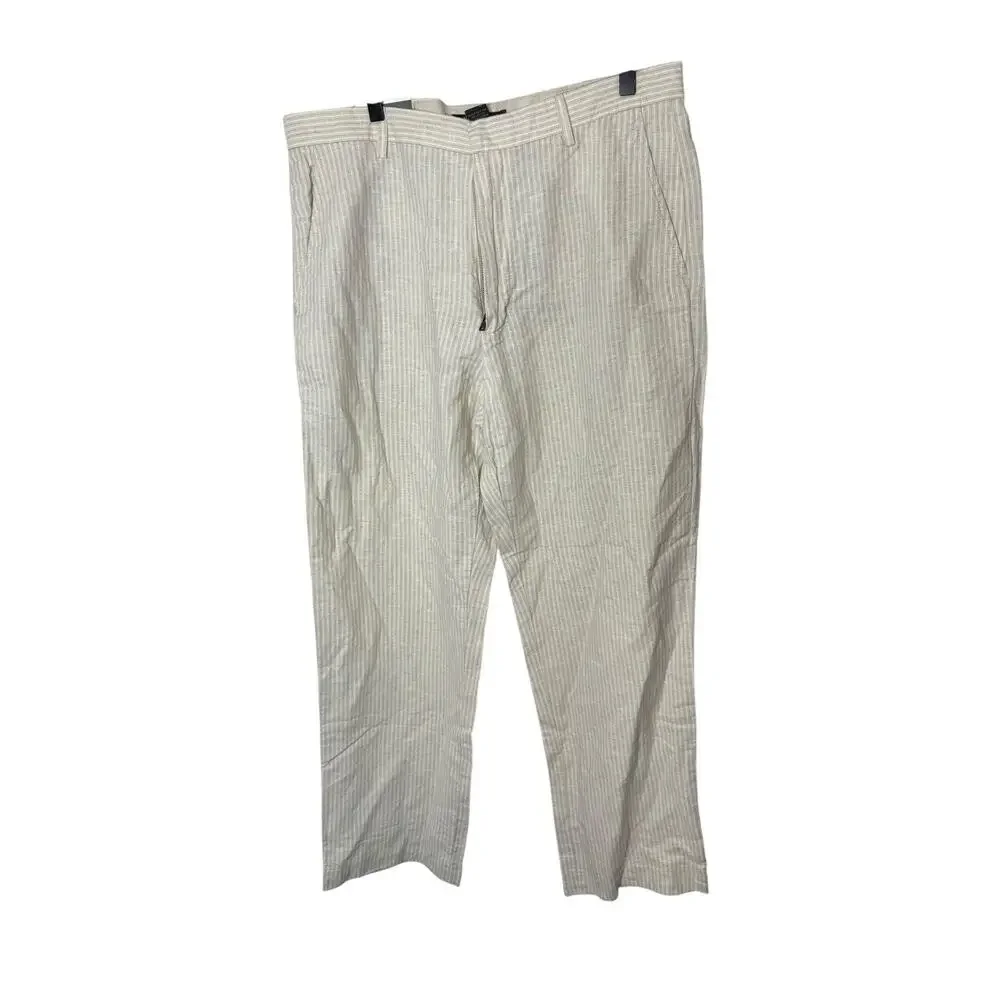 Banana Republic Linen blend Men 35x30 Pinstriped Linen Blend‎ Preppy Work